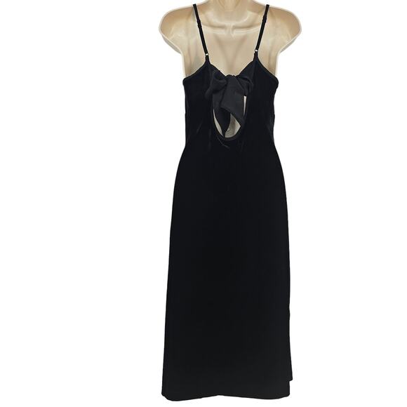 Band Of The Free Womans size S Girl Crush Black Velvet Midi Dress Tie Back NEW - Picture 4 of 8